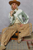POL Button Down Patchwork Denim Jacket with Floral Print Details - Trendsi - Flyclothing LLC