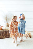 Golden Blooms 3/4 Sleeve Ruffle Twirl Dress - Mila & Rose ® - Flyclothing LLC