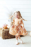 Golden Blooms 3/4 Sleeve Ruffle Twirl Dress - Mila & Rose ® - Flyclothing LLC