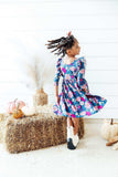Vintage Garden 3/4 Sleeve Ruffle Twirl Dress - Mila & Rose ® - Flyclothing LLC