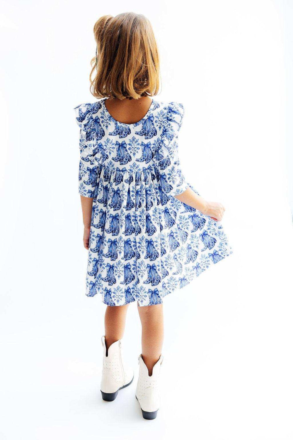 Southern Belle 3/4 Sleeve Ruffle Twirl Dress - Mila & Rose ® - Flyclothing LLC