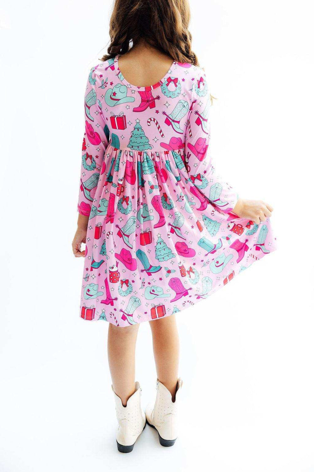 Christmas Cowgirl L/S Pocket Twirl Dress - Mila & Rose ® - Flyclothing LLC