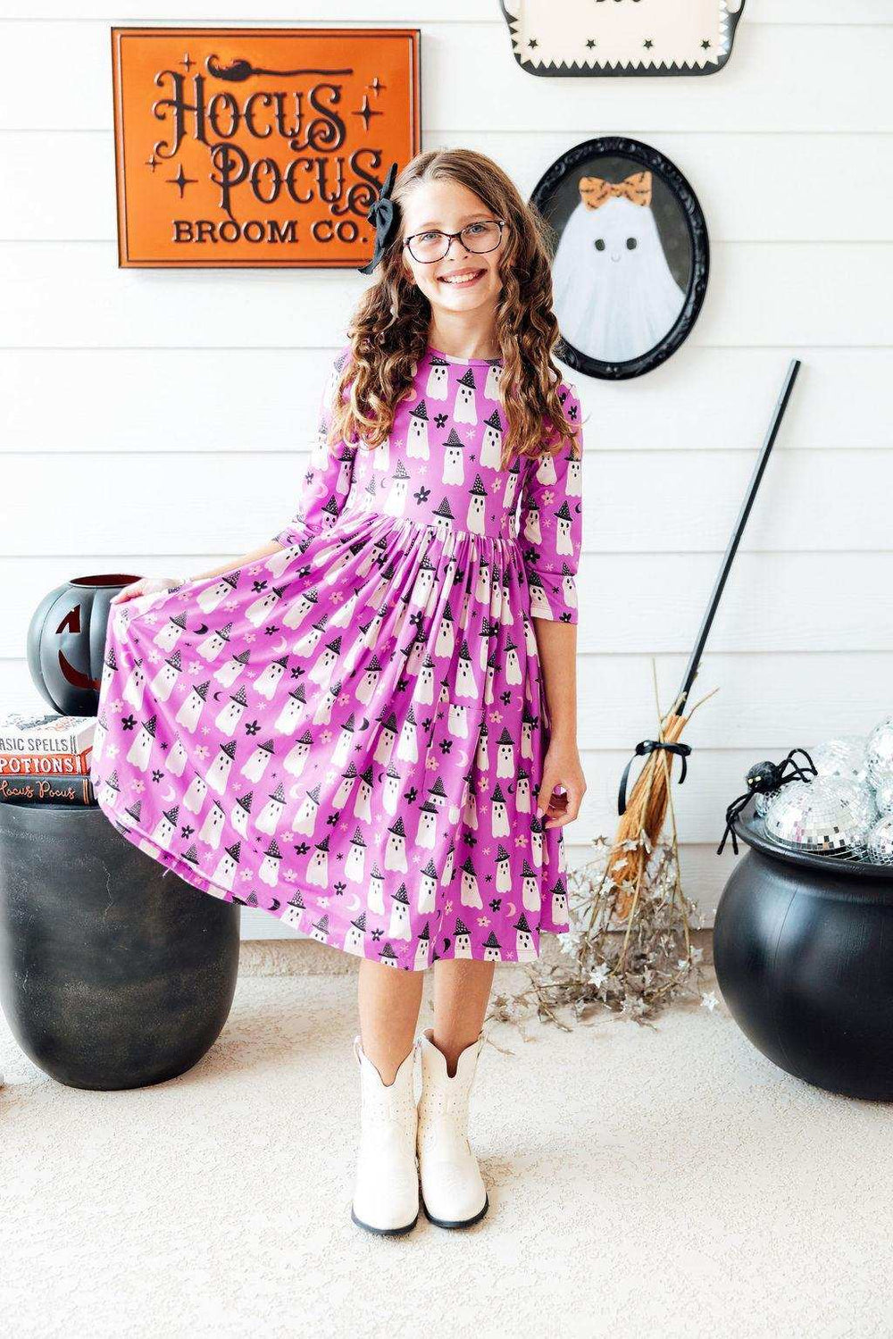 Witches Boo 3/4 Sleeve Pocket Twirl Dress - Mila & Rose ® - Flyclothing LLC
