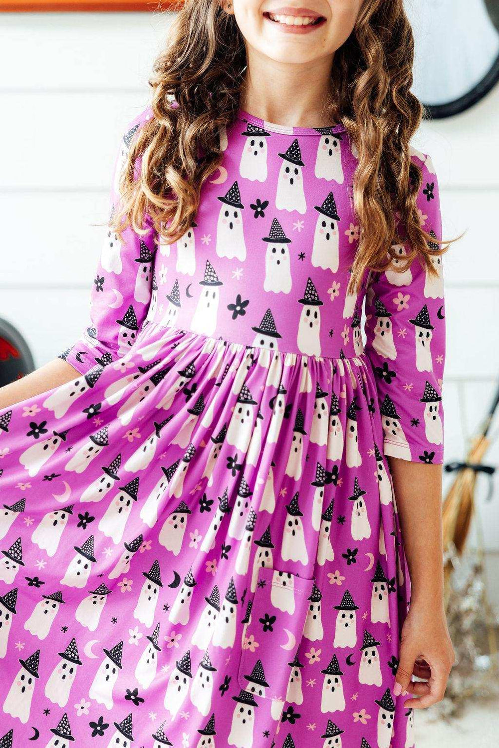 Witches Boo 3/4 Sleeve Pocket Twirl Dress - Mila & Rose ® - Flyclothing LLC