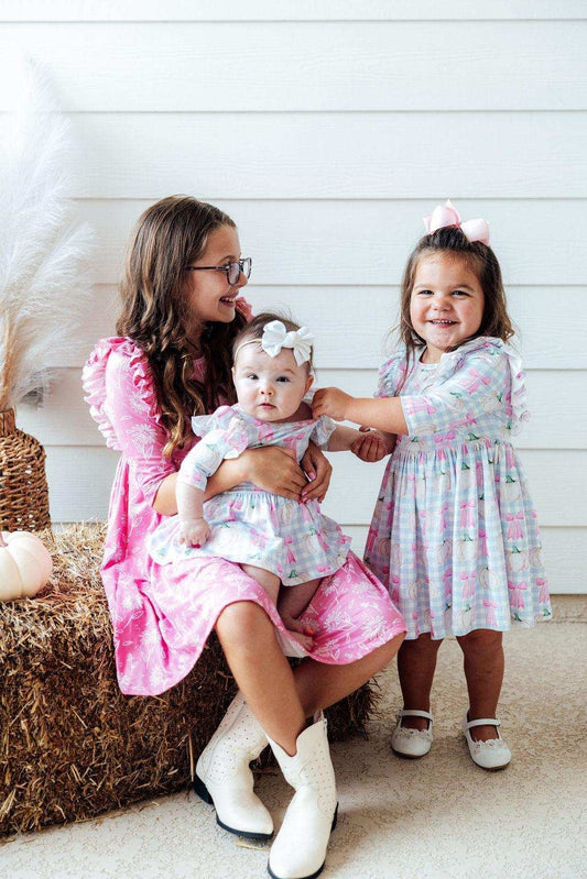 Pumpkin Picnic 3/4 Sleeve Ruffle Twirl Dress - Mila & Rose ® - Flyclothing LLC