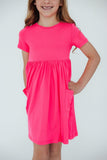 Neon Pink S/S Pocket Twirl Dress - Mila & Rose ®