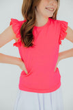 Neon Pink S/S Ruffle Tee - Mila & Rose ®