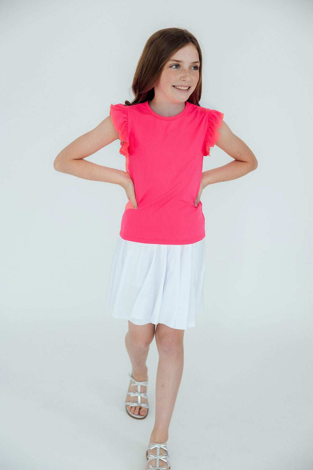 Neon Pink S/S Ruffle Tee - Mila & Rose ® - Flyclothing LLC