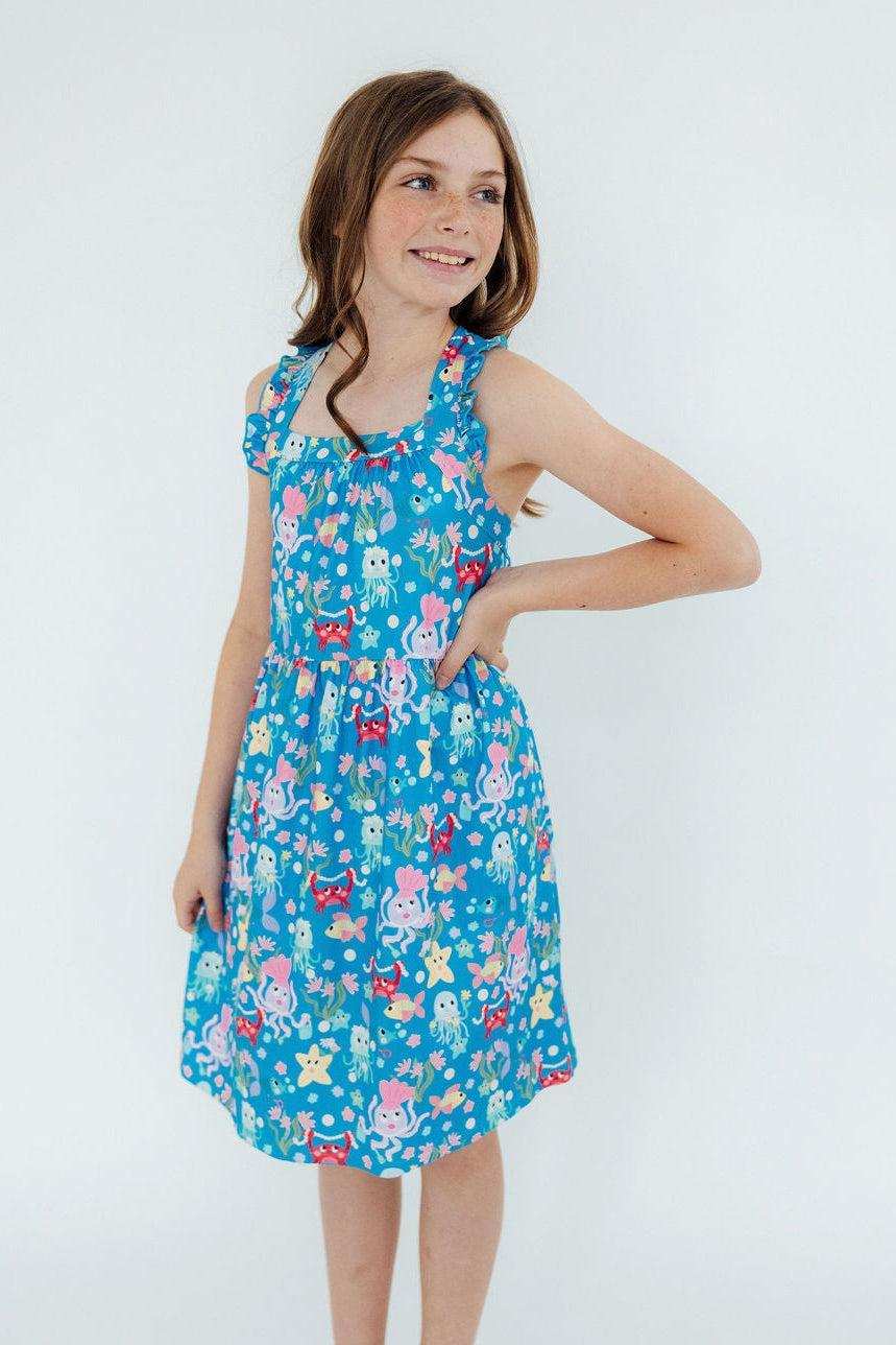 Jellyfish Jamboree Ruffle Cross Back Dress - Mila & Rose ® - Flyclothing LLC