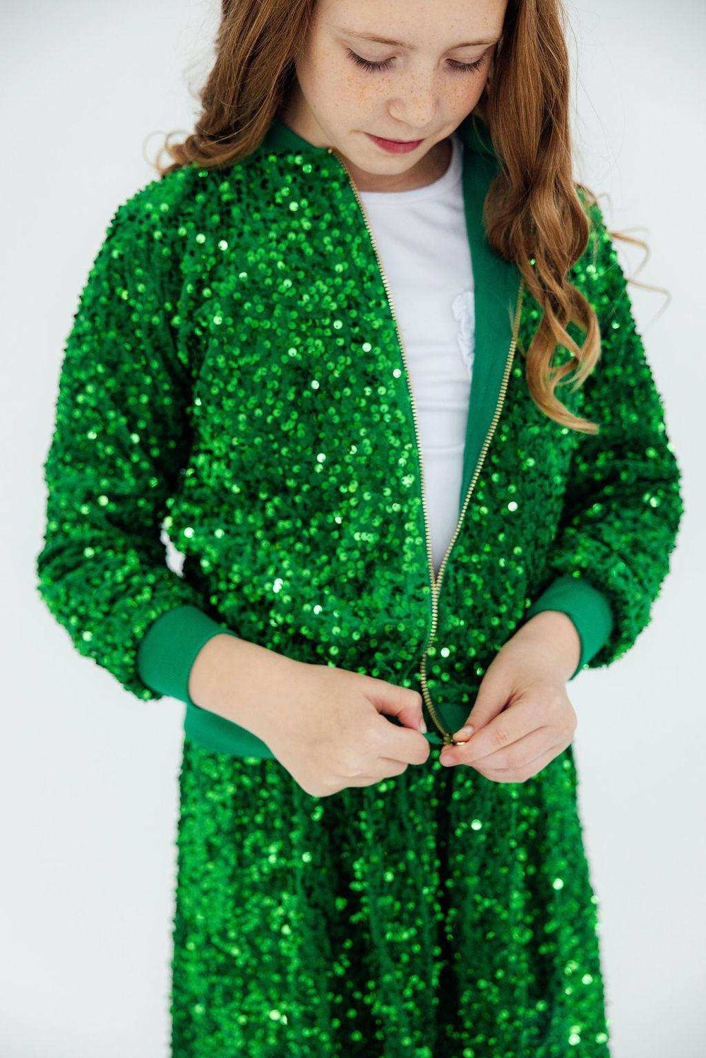 Kelly Green Velvet Sequin Jacket - Mila & Rose ® - Flyclothing LLC