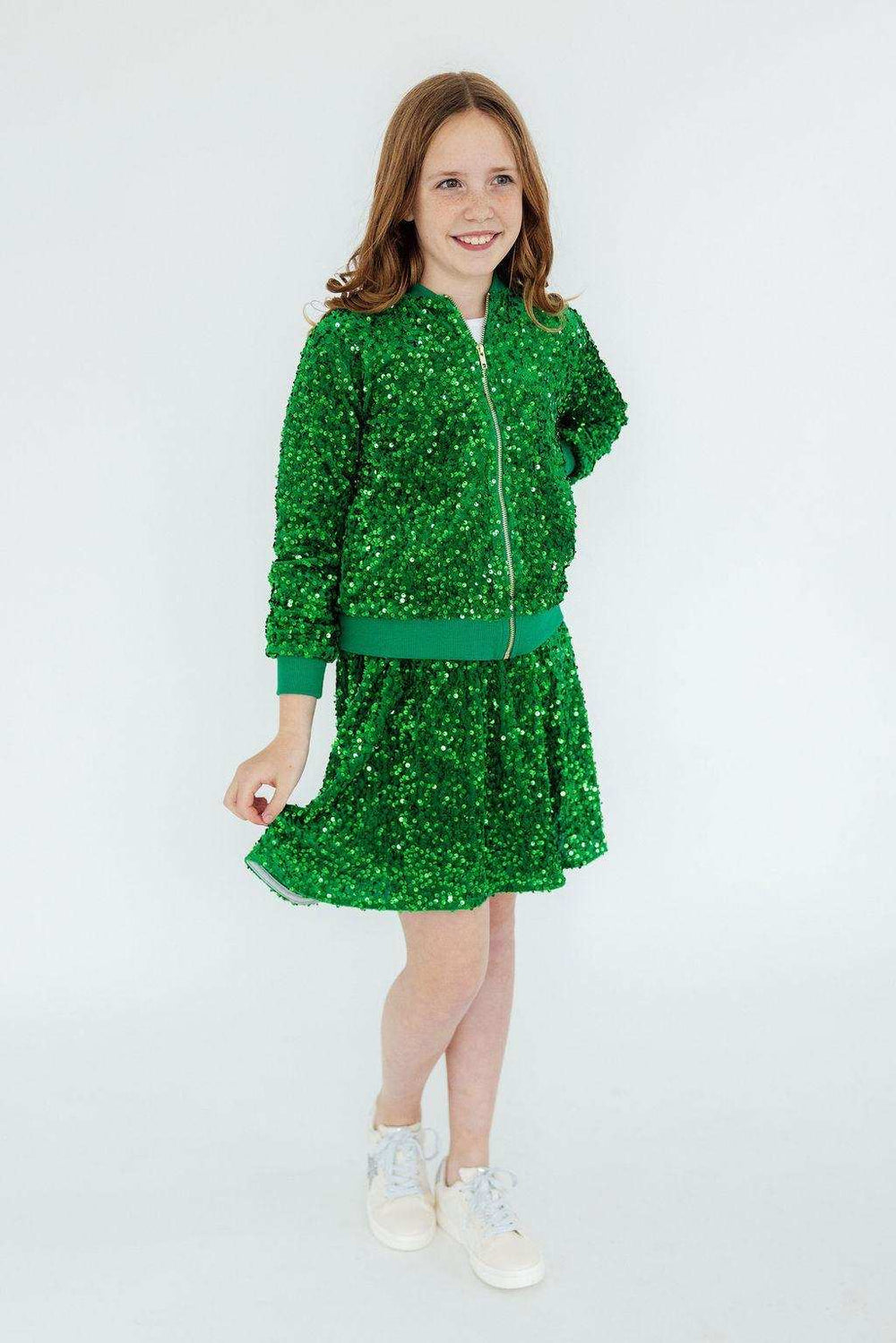 Kelly Green Velvet Sequin Jacket - Mila & Rose ® - Flyclothing LLC