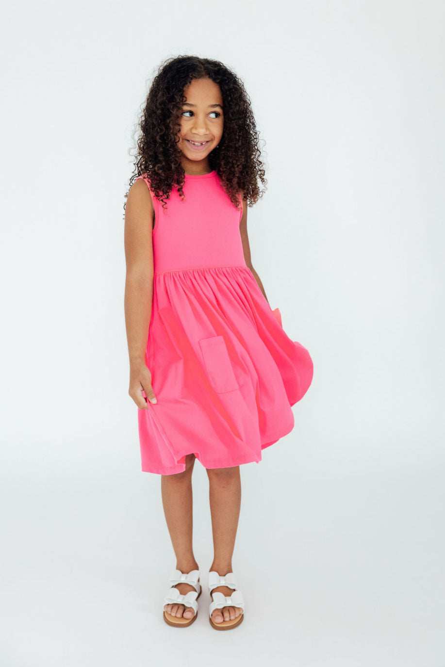 Neon Pink Tank Pocket Twirl Dress - Mila & Rose ® - Flyclothing LLC