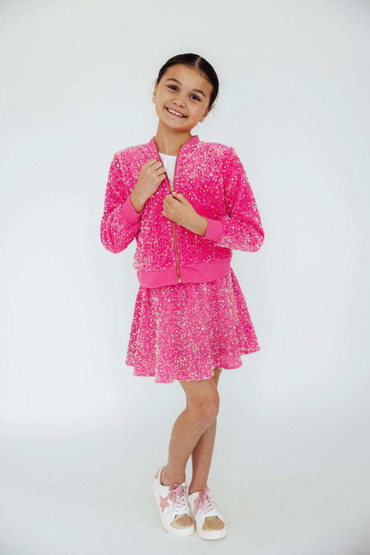 Pink Velvet Sequin Twirl Skort - Mila & Rose ® - Flyclothing LLC