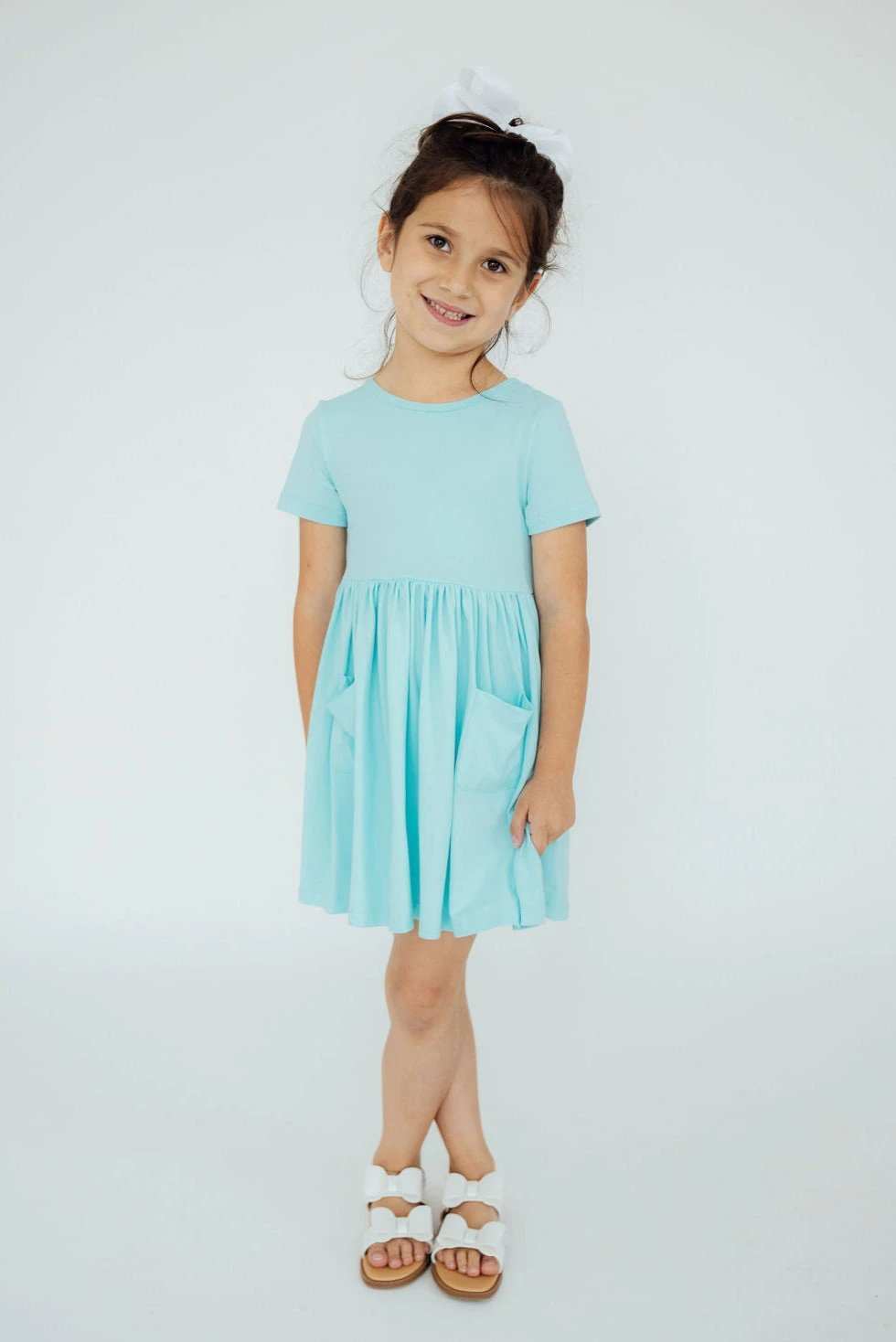 Aqua S/S Pocket Twirl Dress - Mila & Rose ® - Flyclothing LLC