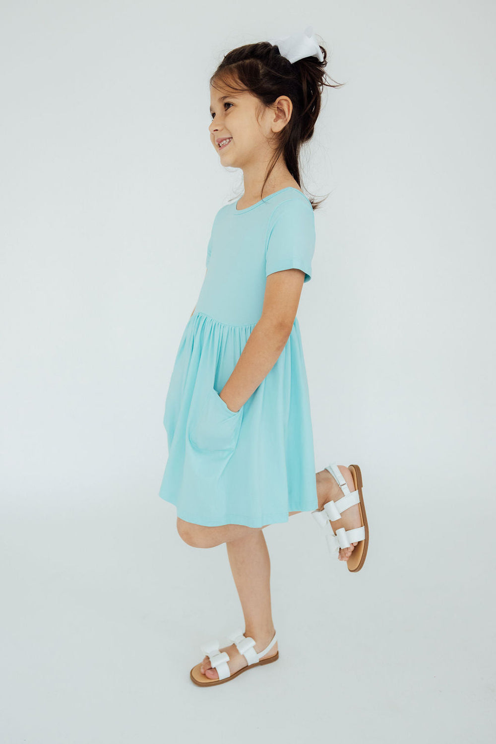 Aqua S/S Pocket Twirl Dress - Mila & Rose ®