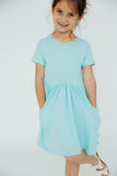 Aqua S/S Pocket Twirl Dress - Mila & Rose ®
