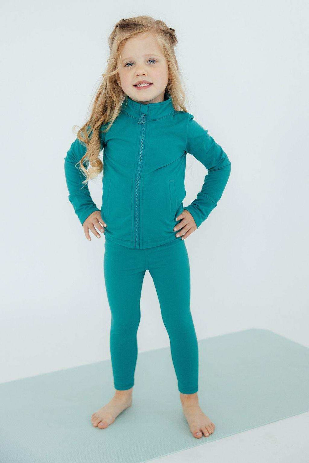 Turbo Teal Full-Zip Ruffle Active Jacket - Mila & Rose ® - Flyclothing LLC