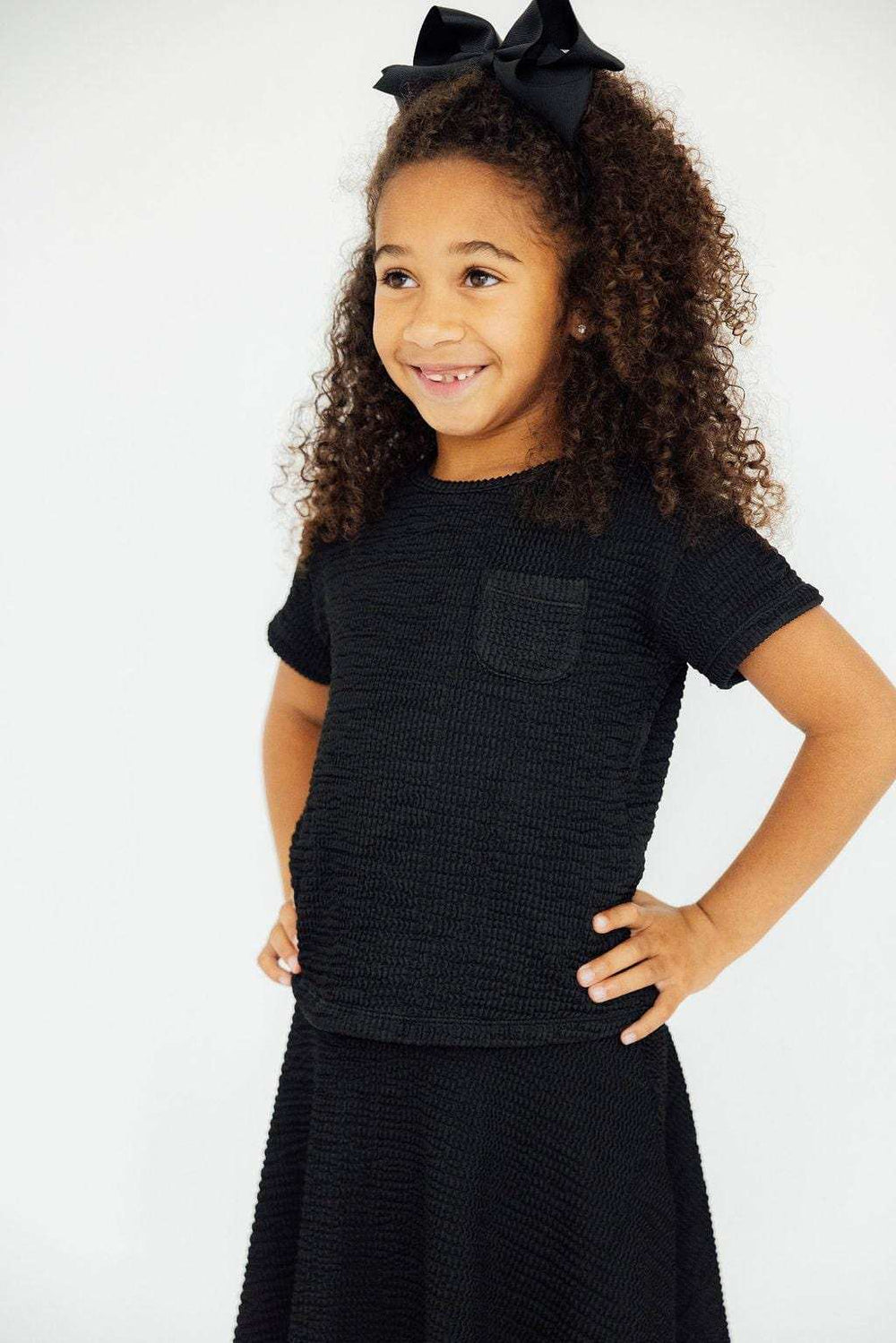 Black Scrunchy Pocket Tee - Mila & Rose ® - Flyclothing LLC