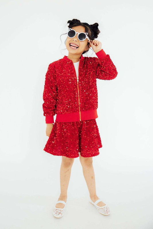 Red Velvet Sequin Twirl Skort - Mila & Rose ® - Flyclothing LLC