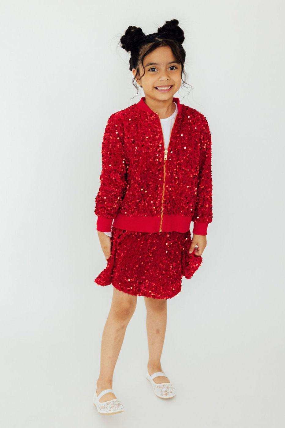Red Velvet Sequin Twirl Skort - Mila & Rose ® - Flyclothing LLC