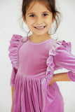 Carnation Pink Velvet Ruffle Twirl Dress - Mila & Rose ®