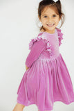Carnation Pink Velvet Ruffle Twirl Dress - Mila & Rose ®