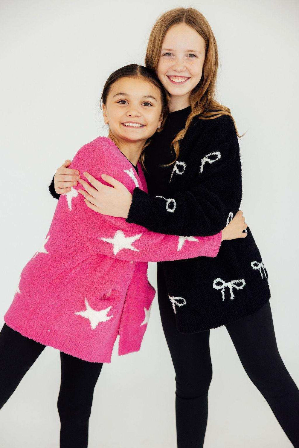 Black/Coconut Bow Cozy Cardigan - Mila & Rose ® - Flyclothing LLC