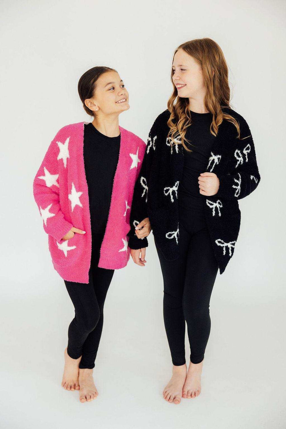 Black/Coconut Bow Cozy Cardigan - Mila & Rose ® - Flyclothing LLC