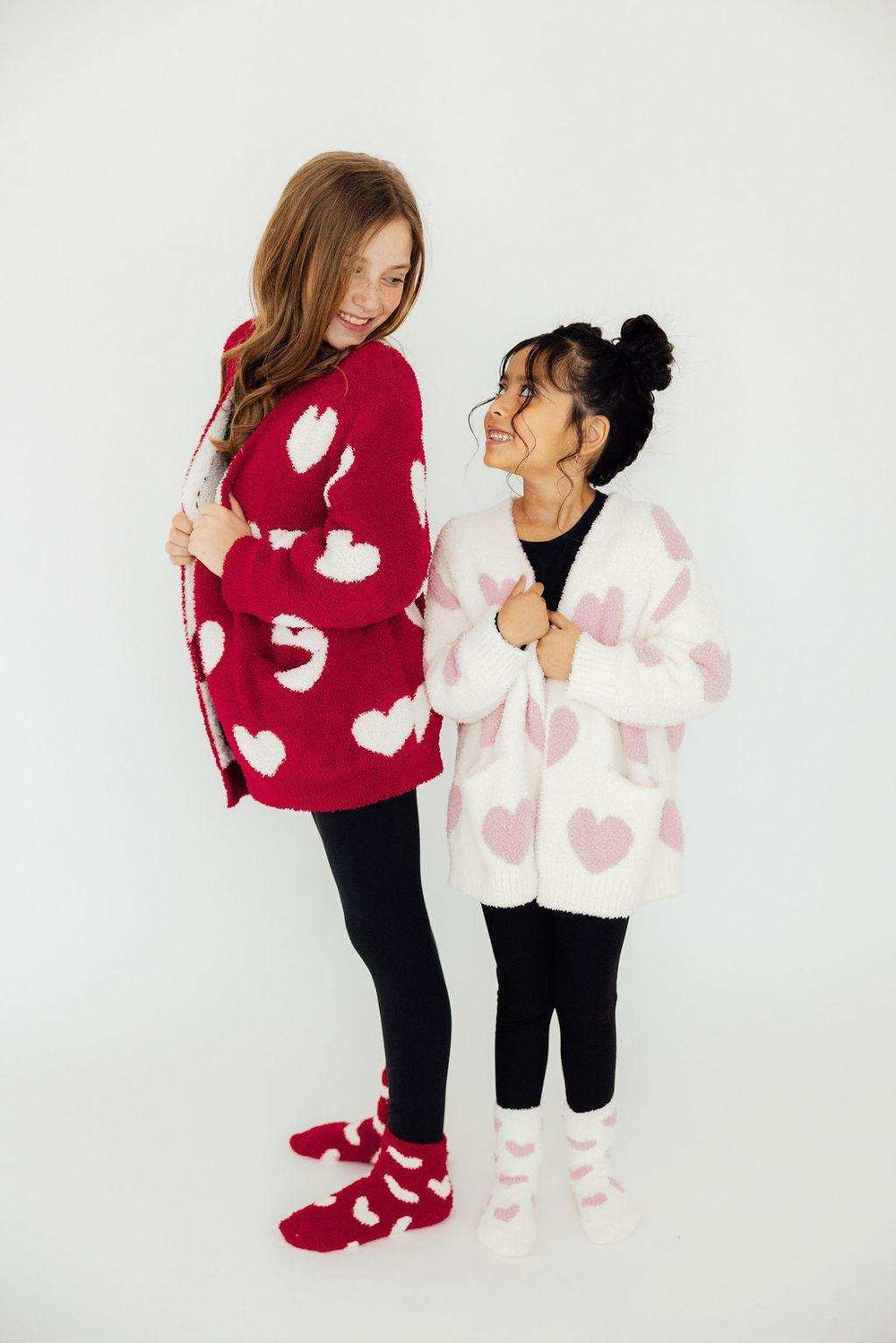 Coconut/Light Pink Heart Cozy Cardigan - Mila & Rose ® - Flyclothing LLC
