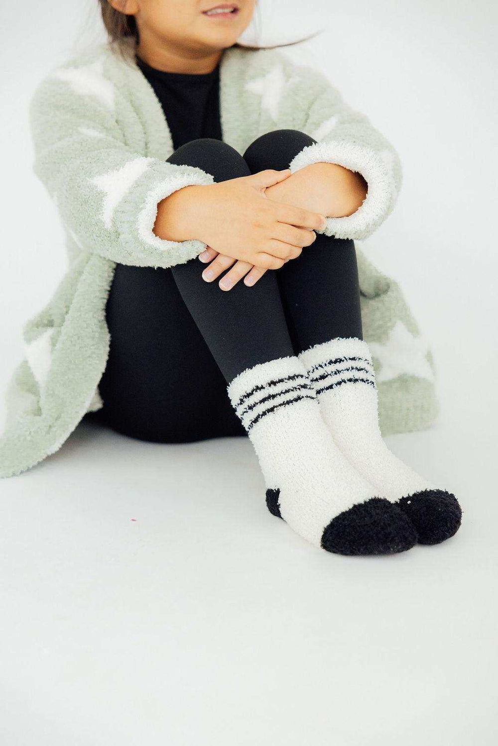 Coconut/Black Sporty Cozy Socks - Mila & Rose ® - Flyclothing LLC
