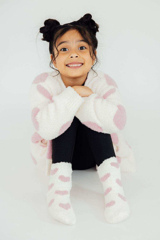 Coconut/Light Pink Heart Cozy Cardigan - Mila & Rose ® - Flyclothing LLC