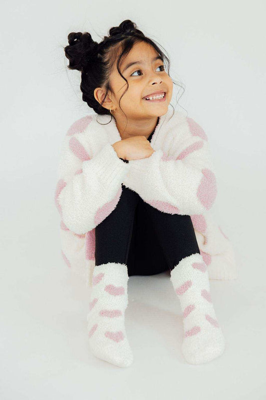Coconut/Light Pink Heart Cozy Socks - Mila & Rose ® - Flyclothing LLC