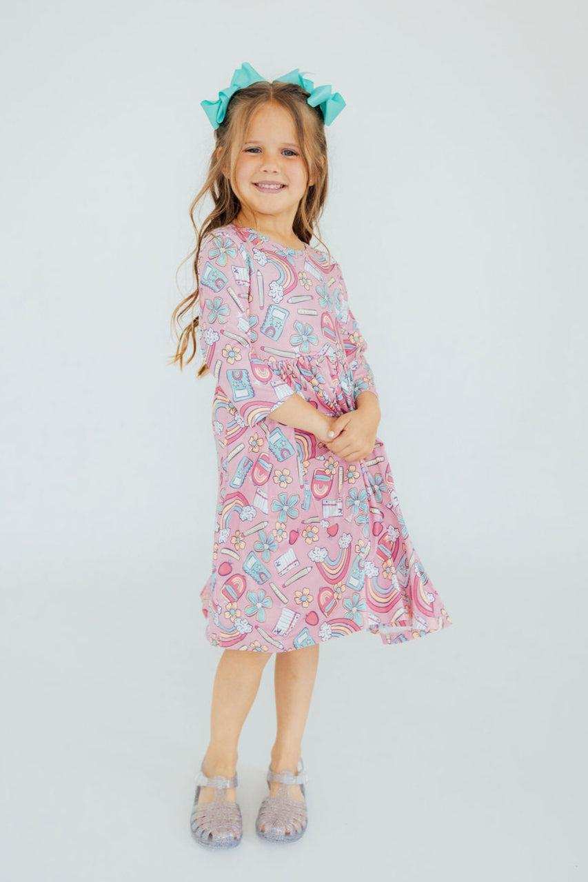Dream Big Little One 3/4 Pocket Twirl Dress - Mila & Rose ® - Flyclothing LLC