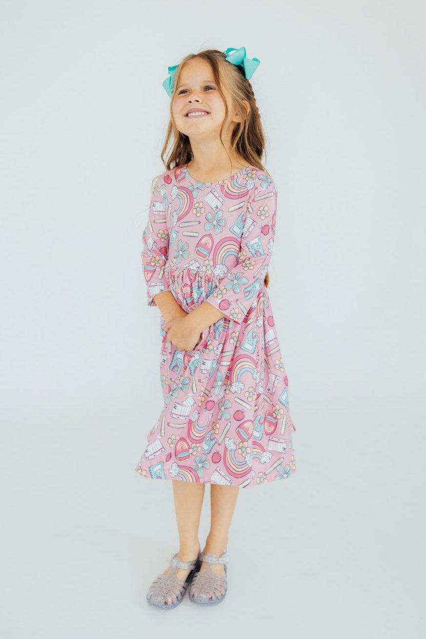 Dream Big Little One 3/4 Pocket Twirl Dress - Mila & Rose ® - Flyclothing LLC