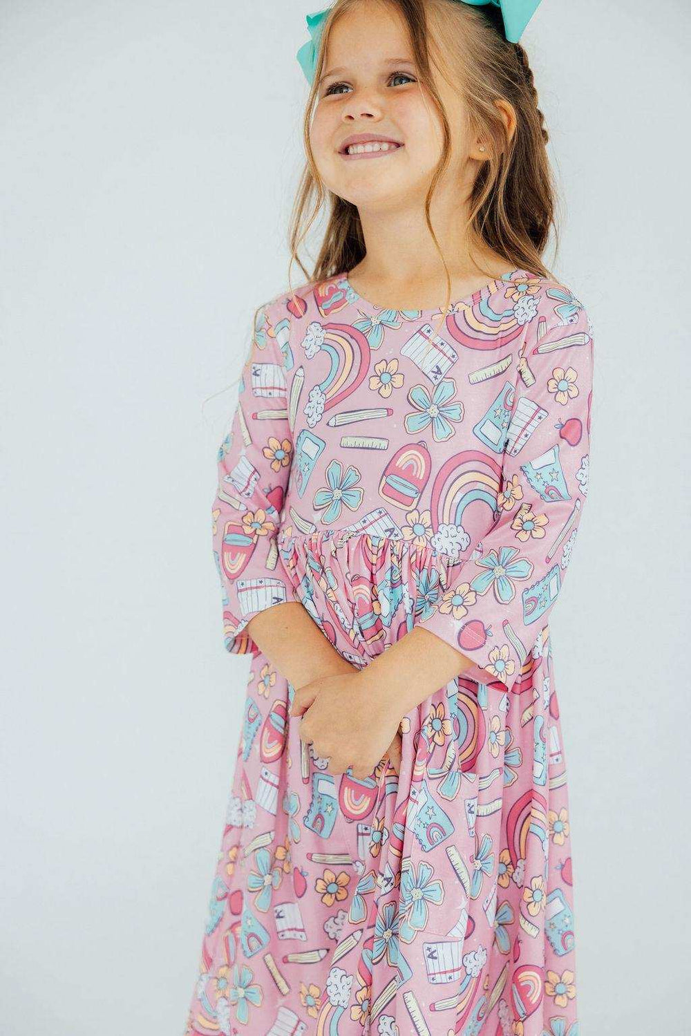 Dream Big Little One 3/4 Pocket Twirl Dress - Mila & Rose ® - Flyclothing LLC
