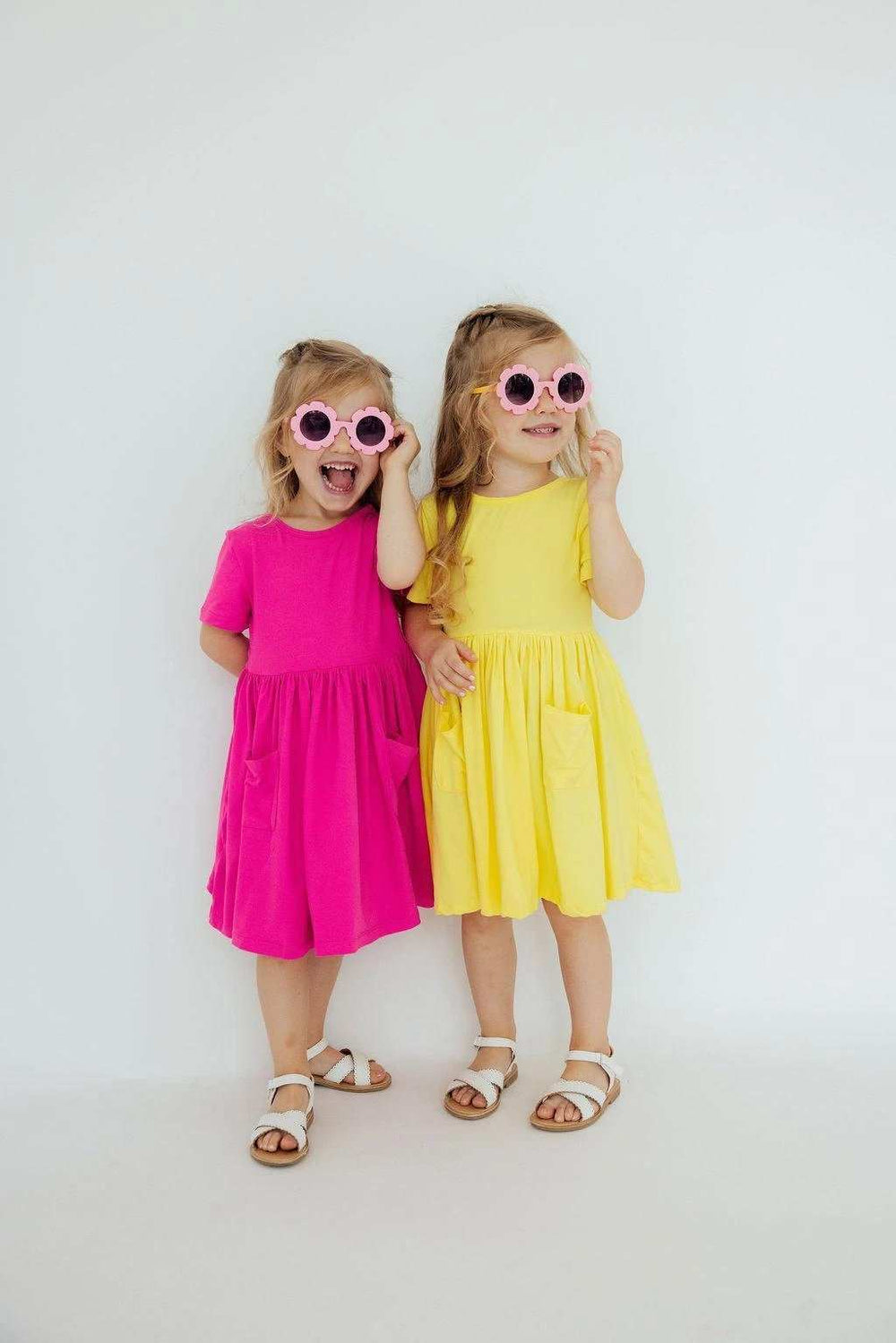 Yellow S/S Pocket Twirl Dress - Mila & Rose ® - Flyclothing LLC