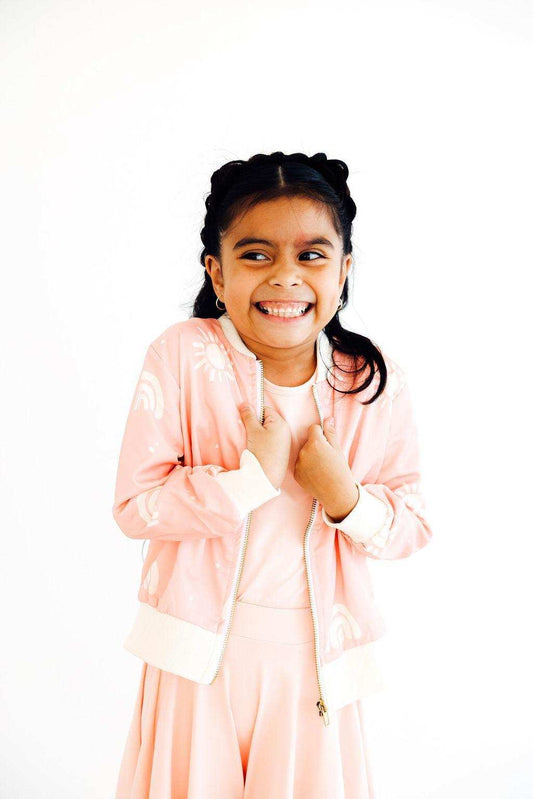 Soft Pink Suns Satin Jacket - Mila & Rose ® - Flyclothing LLC