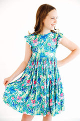 Watercolor Butterflies Flutter Sleeve Twirl Dress - Mila & Rose ® - Flyclothing LLC