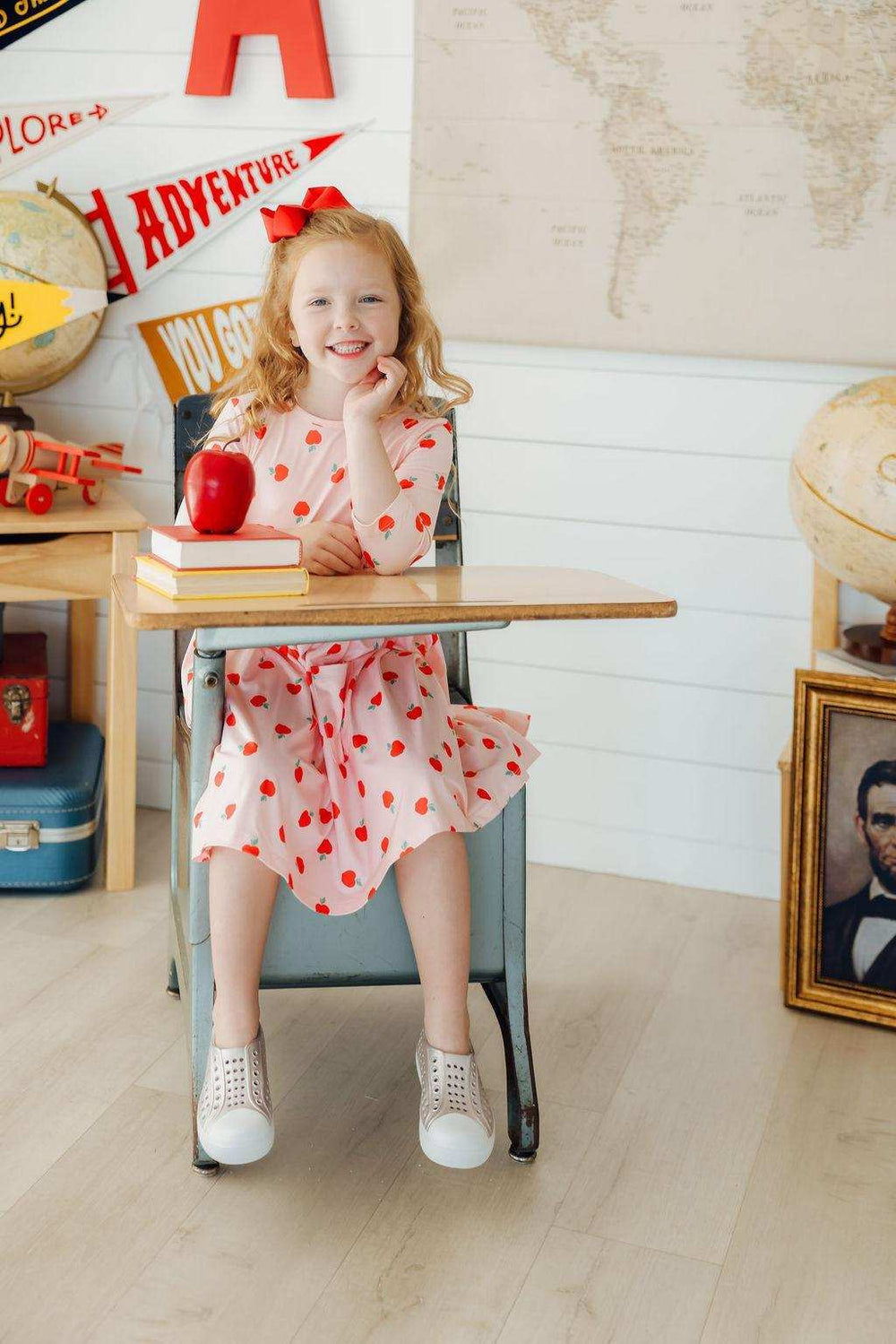 An Apple a Day 3/4 Sleeve Pocket Twirl Dress - Mila & Rose ® - Flyclothing LLC