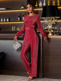 Perfee Cutout Round Neck Long Sleeve Jumpsuit - Trendsi