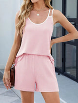 Casual Ribbed Tank Top and Shorts Set - Trendsi - Flyclothing LLC