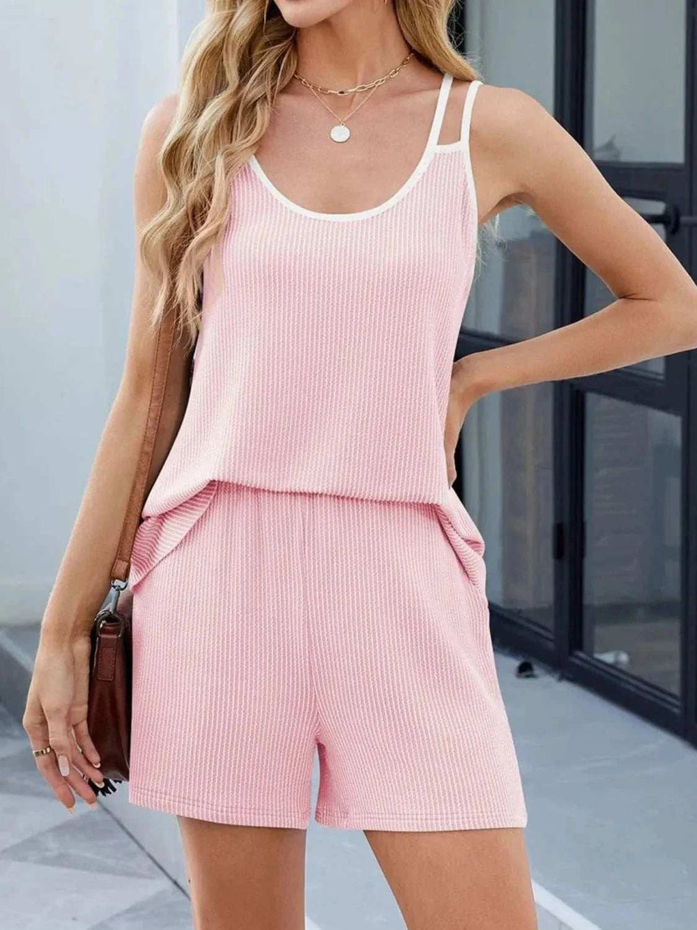 Casual Ribbed Tank Top and Shorts Set - Trendsi - Flyclothing LLC