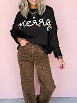 Merry Round Neck Christmas Sweater - Trendsi - Flyclothing LLC