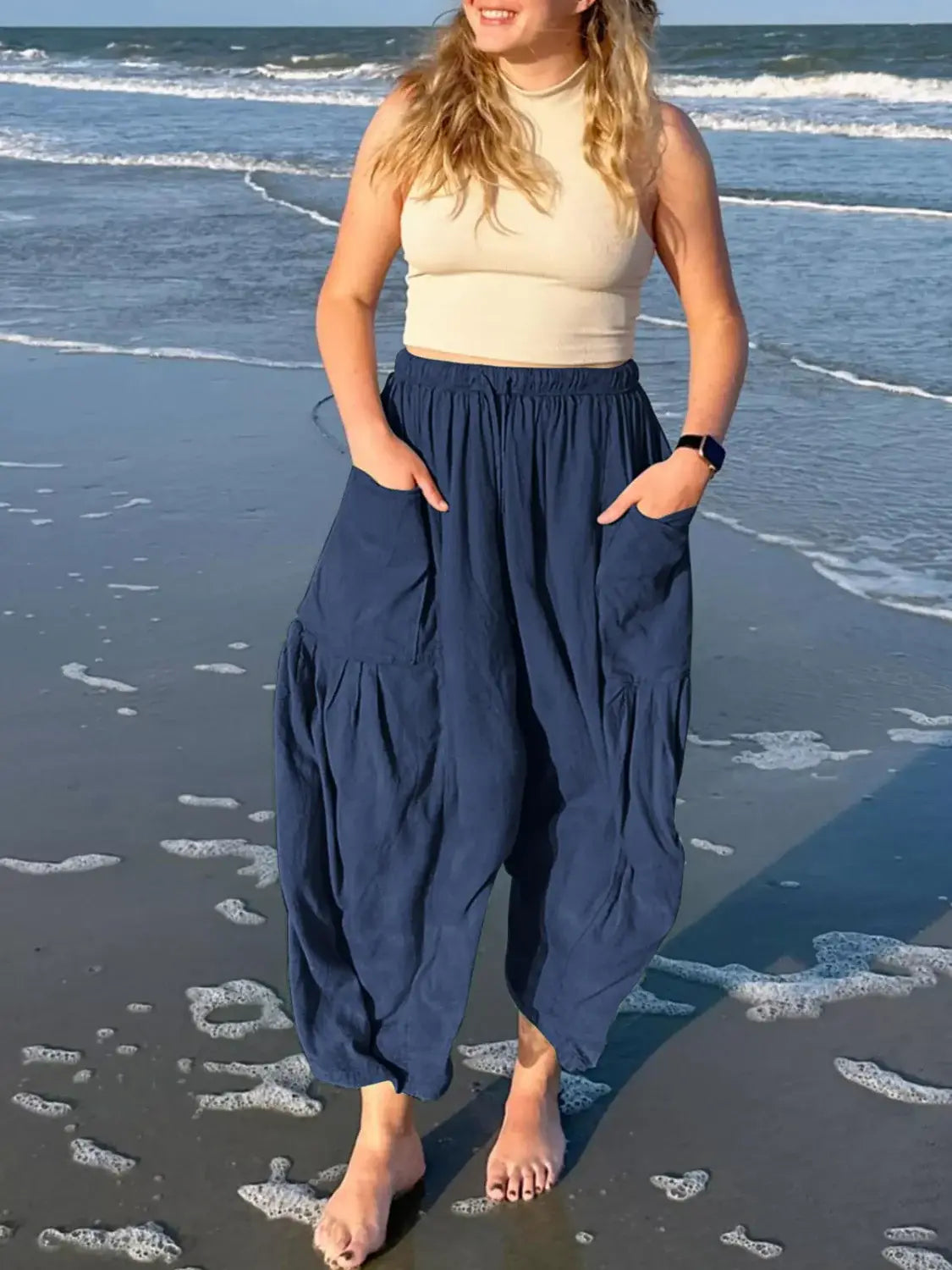 Full Size Drawstring Pants with Pockets Plus Size - Trendsi - Flyclothing LLC