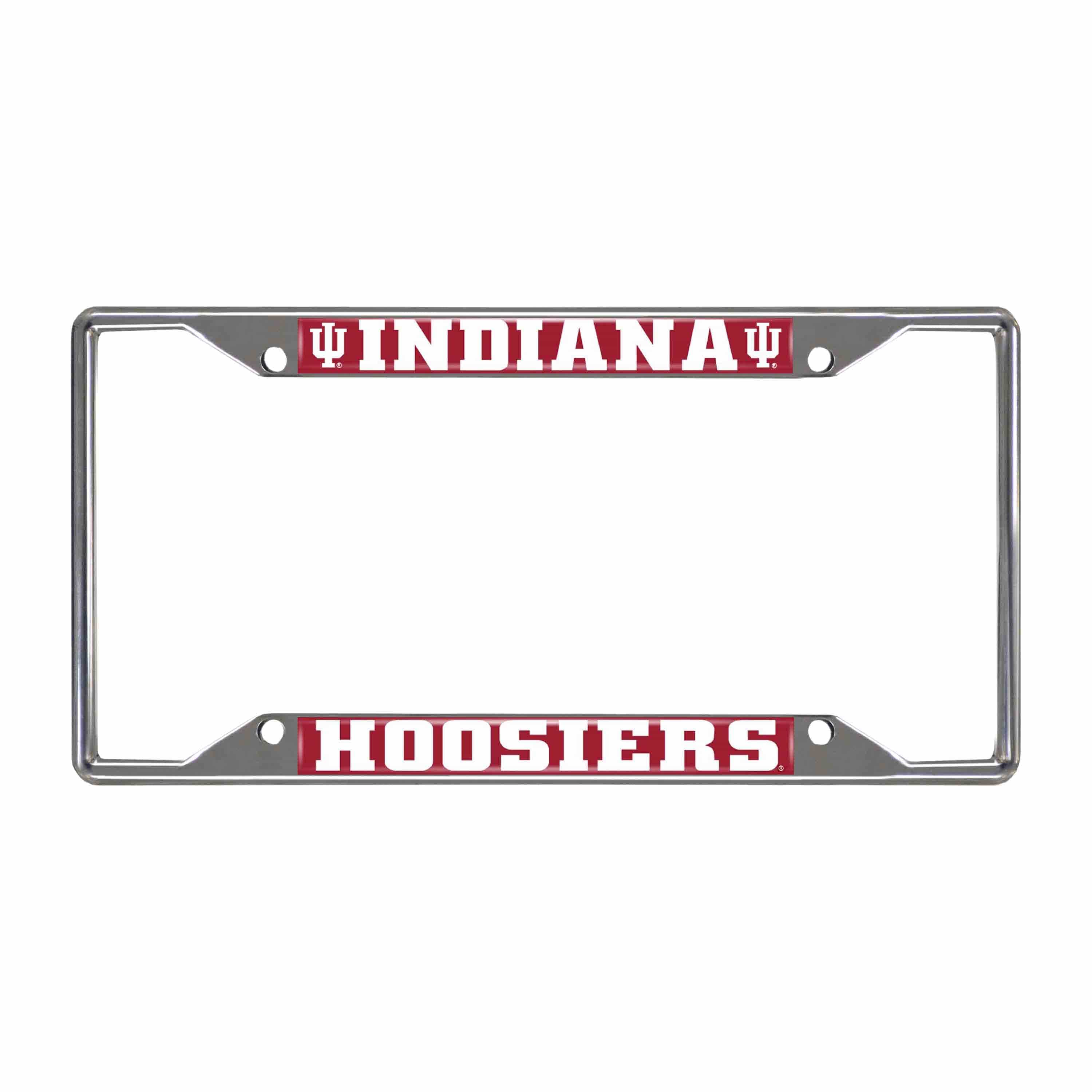 Indiana Hooisers Chrome Metal License Plate Frame, 6.25in x 12.25in - Indiana