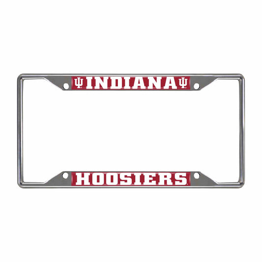 Indiana Hooisers Chrome Metal License Plate Frame, 6.25in x 12.25in - Indiana