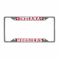 Indiana Hooisers Chrome Metal License Plate Frame, 6.25in x 12.25in - Indiana