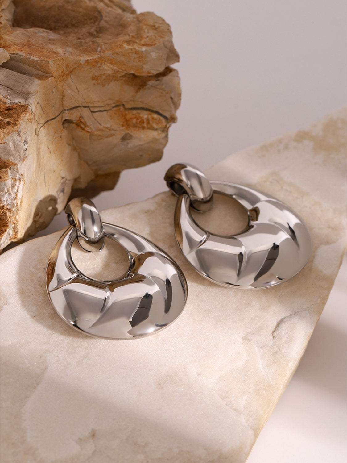 Stainless Steel Teardrop Shape Earrings - Trendsi - Flyclothing LLC