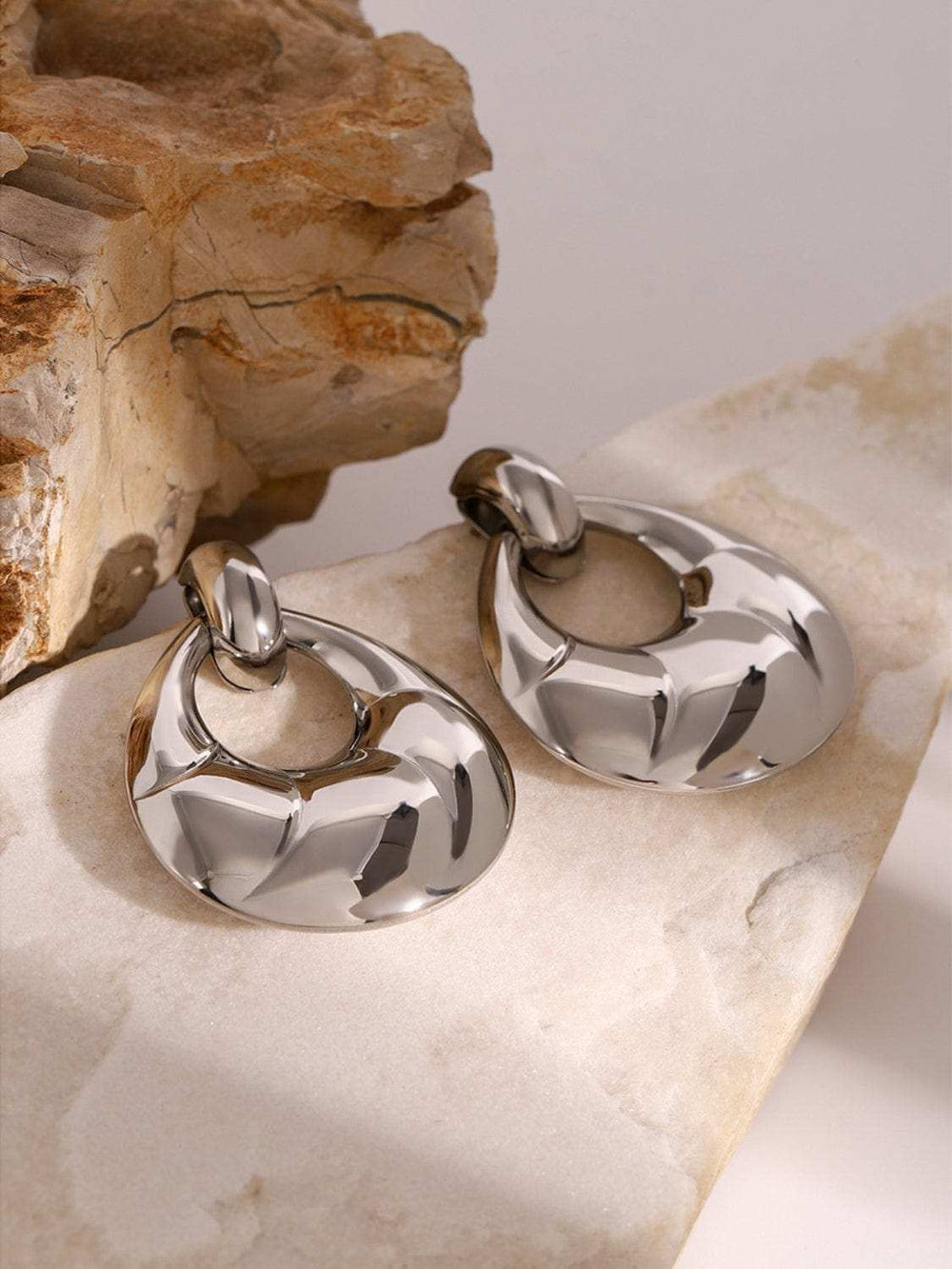 Stainless Steel Teardrop Shape Earrings - Trendsi - Flyclothing LLC