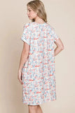 BOMBOM Printed Round Neck Short Sleeve Tee Dress - Trendsi